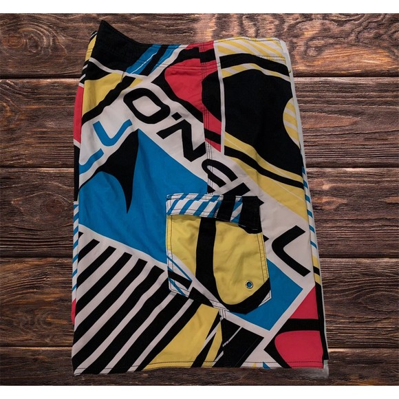 O’neill Men Surfing Swim Board Water Shorts Multicolor Colorful Pockets Size 38 - Picture 3 of 8